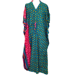 Abstract snap multi color kimono kaftan